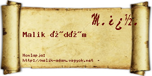 Malik Ádám névjegykártya